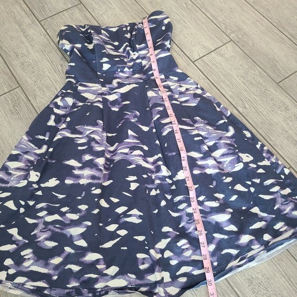 H&M women's strapless halter top pleated dress blue purple and white size 6 - Picture 6 of 11